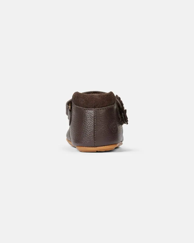 Детские босоногие домашние тапочки Bundgaard Aya Flower Dark Brown, фото 3
