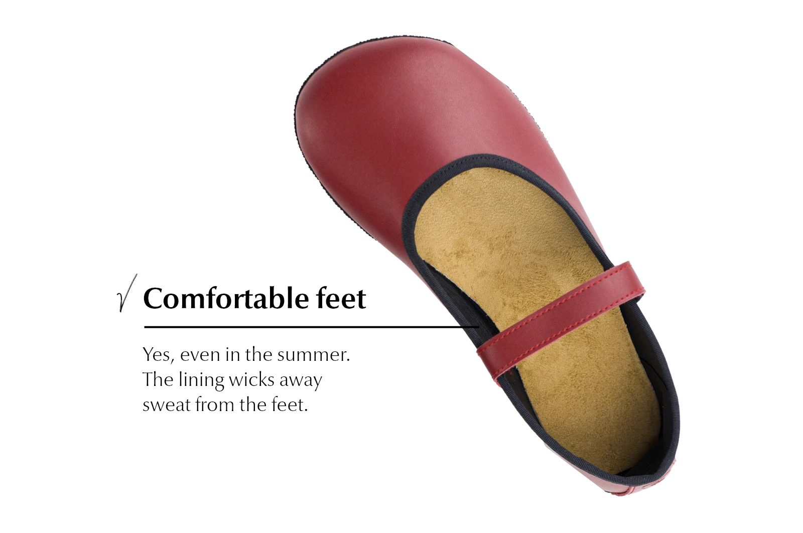 Балетки Ahinsa Ananda Ballet с ремешком Barefoot — бордовый, фото 5