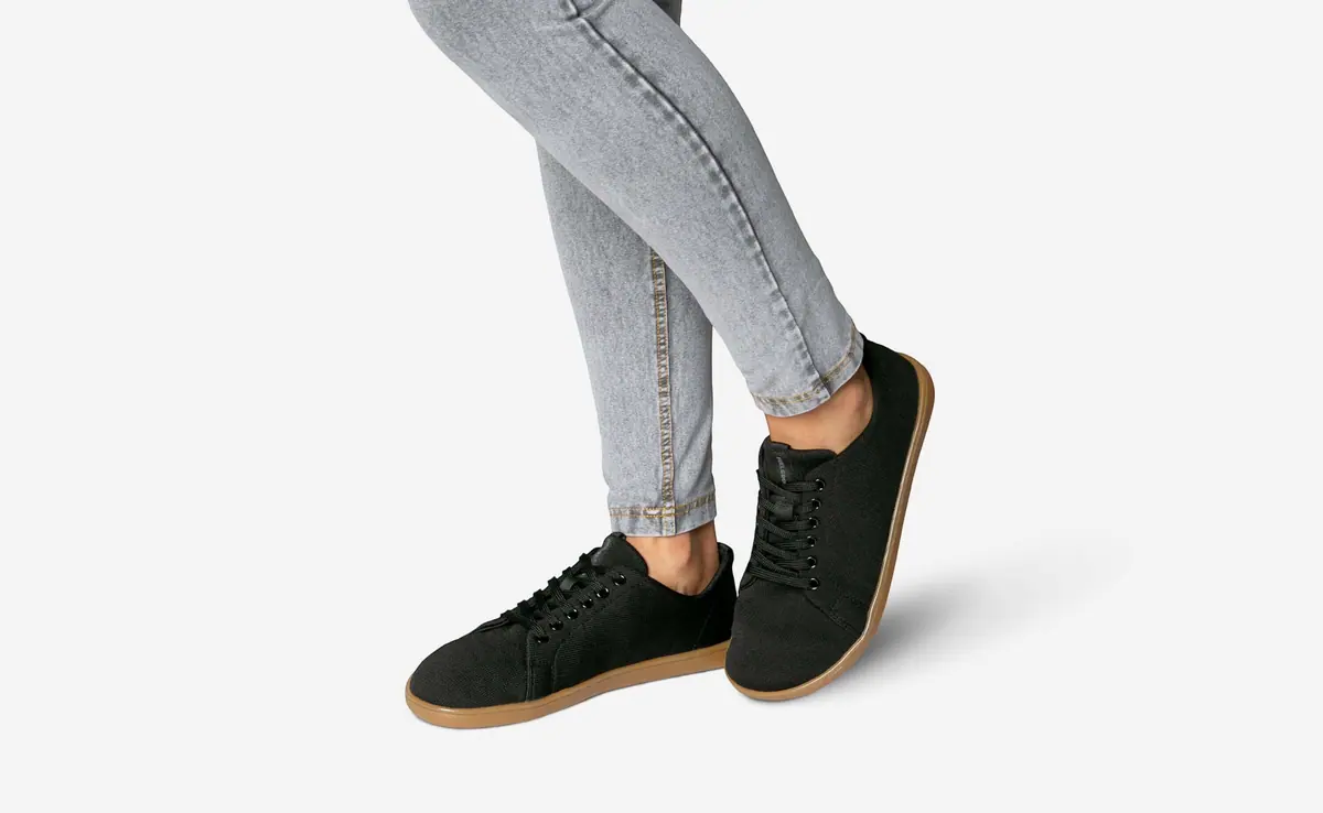 Босоногие кроссовки Feelgrounds Original Knit — чёрный с бежевой подошвой, фото 6