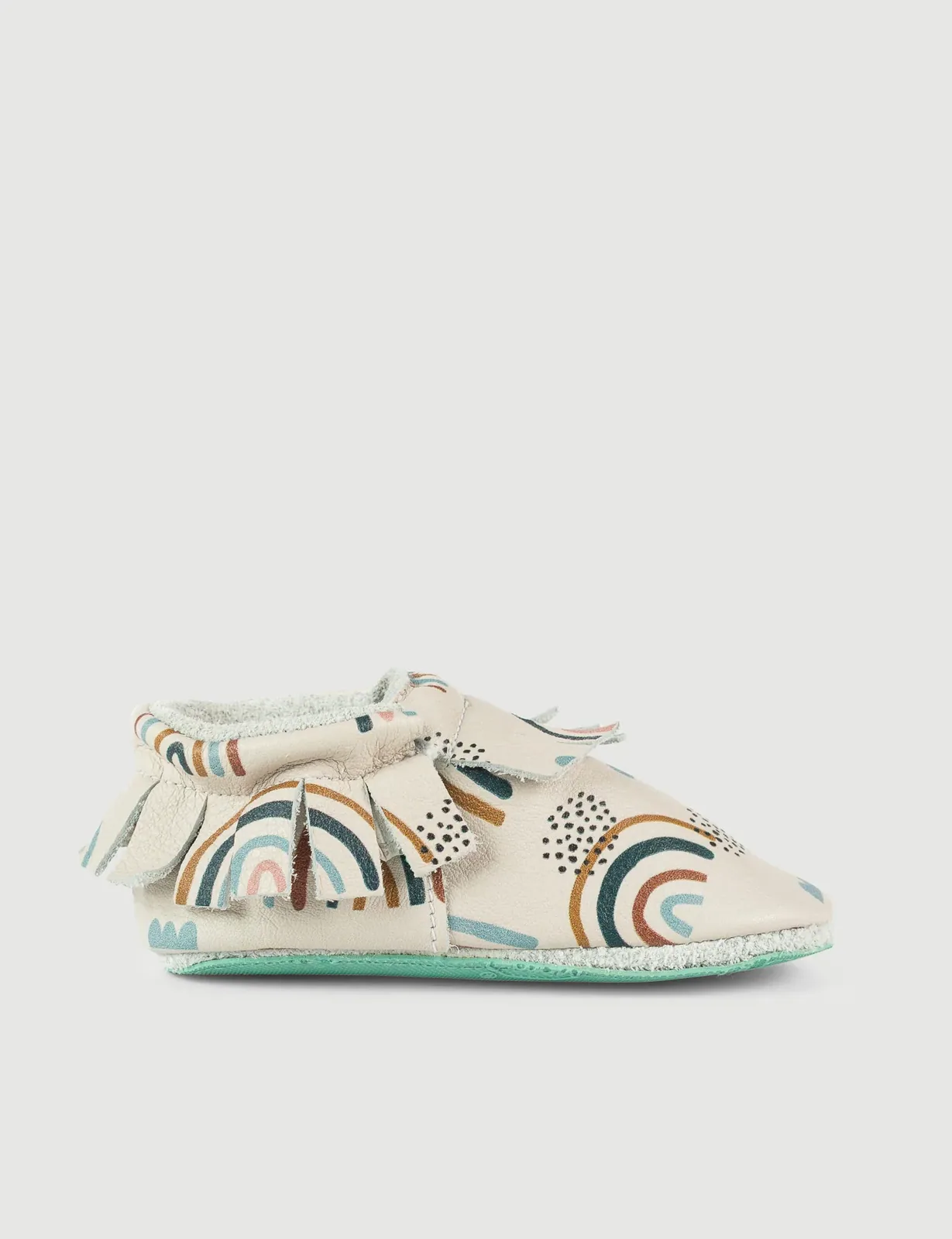 Для первых шагов: мягкие ботиночки SHUU Moccs, радужные